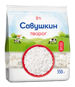Творог рассыпч. 9% пак.350г Савушкин