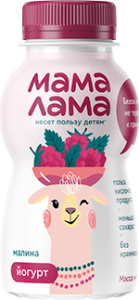 Мама Лама с малиной 2,5% 200г Йогурт питьевой