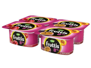 Йогурт FRUTTIS Супер Экстра.вишня/персик-марак. 8% 4*115г(16/4)