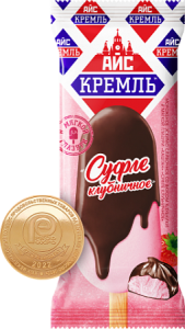 Эскимо Айс-Кремль слив. суфле клубничное в мягк. шок. глазури 70гр (1/30)