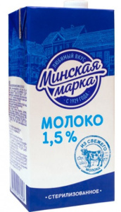 Молоко стер. "Минская марка" 1,5 % фибропак 1л (с кр.)