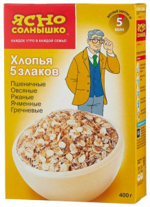 Хлопья 5 злаков (пшен/овс/ржан/ячмен/кукур/ ) 400г