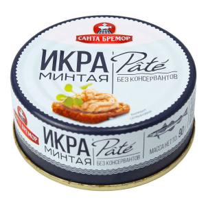 Икра минтая деликатес. Пате Санта Бремор ж/б 90гр (1/6)