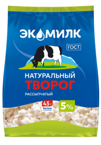 Творог натур. рассып. 5% Экомилк 280гр 1/5