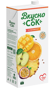 Мультифруктовый сокосодержащий напиток 0,95л с крышкой (Slim) ВкусноСок