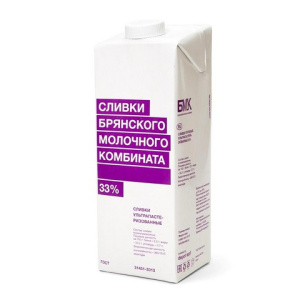 "БМК" Сливки ультрапастеризованные 33% 1000 гр ТВА EDGE