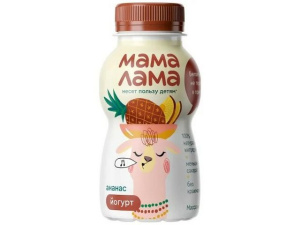 Мама Лама с ананасом 2,5% 200г Йогурт питьевой
