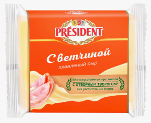 Сыр плав. ломтевой с ветчиной 28% 300г Президент