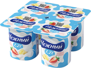Йогурт "Нежный" с соком банан-клубника 1,2%100г(24/4)