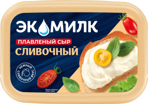 Сыр плавленый Сливочный Экомилк 55% 180гр 1/12
